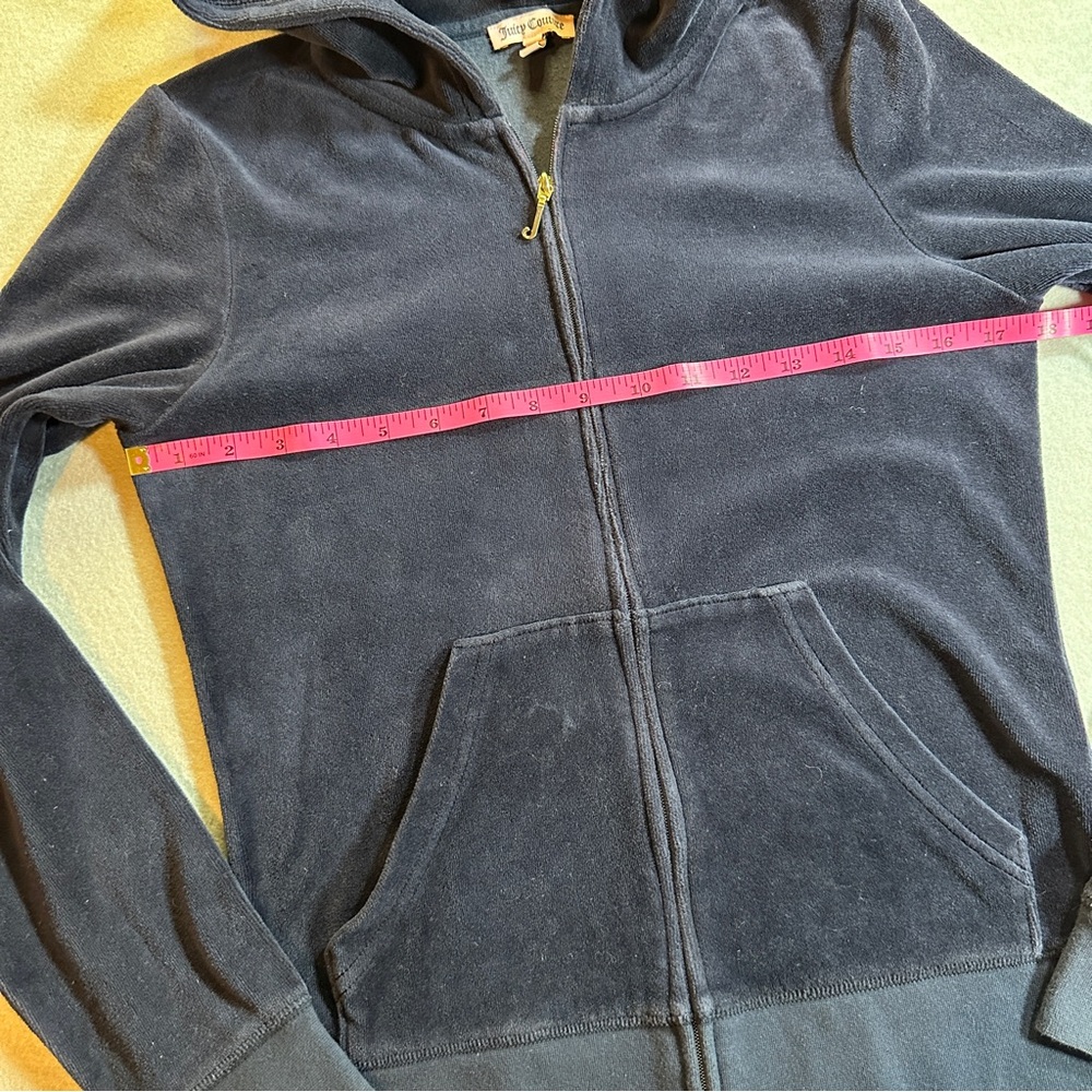 Juicy Couture Velour Full Zip Hoodie Women’s M Navy Blue Cozy Lounge‎ Y2K - Picture 2 of 11